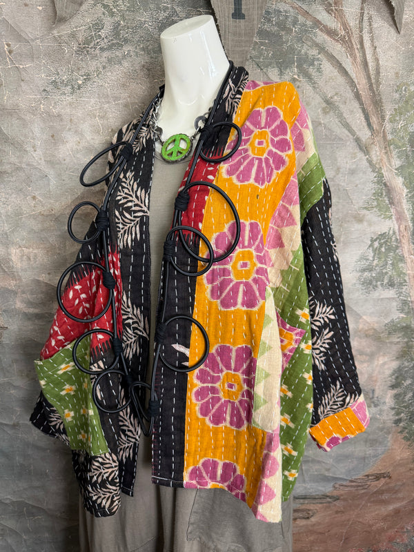 1040w Kantha Long Sleeve Jacket-Piper