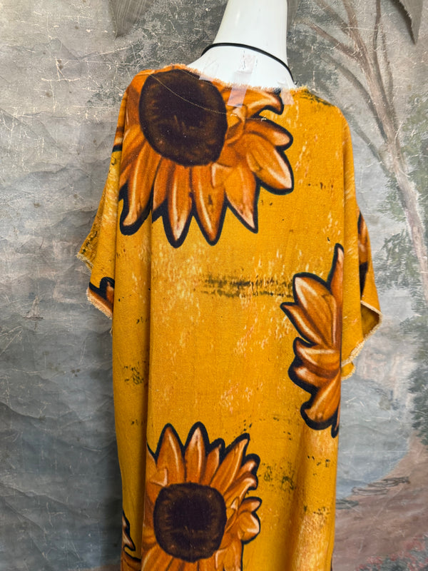 782 High Low Linen Tunic Top-Sunflower/Gold