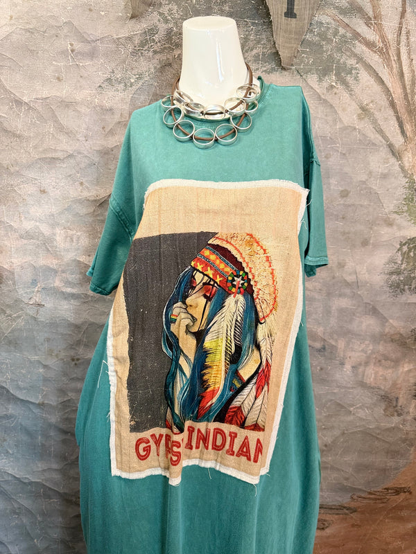 T839 Short Sleeve T-Shirt Dress-Tea/Gypsy