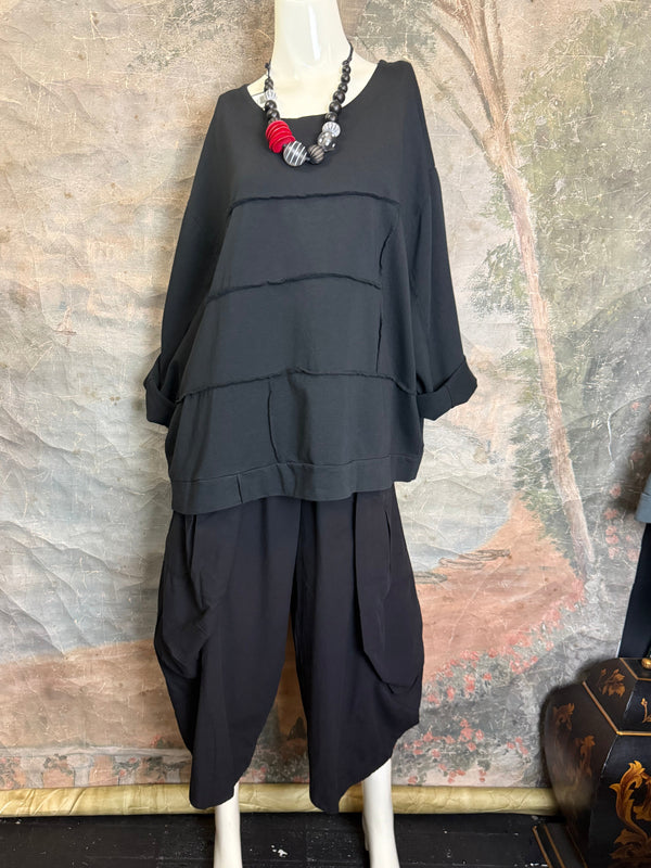 92052 Vintage Pullov Sweatshirt Top-Black