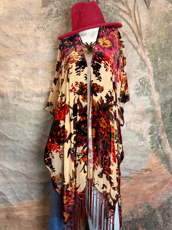 5824 Burnt Velvet Floral Kimono