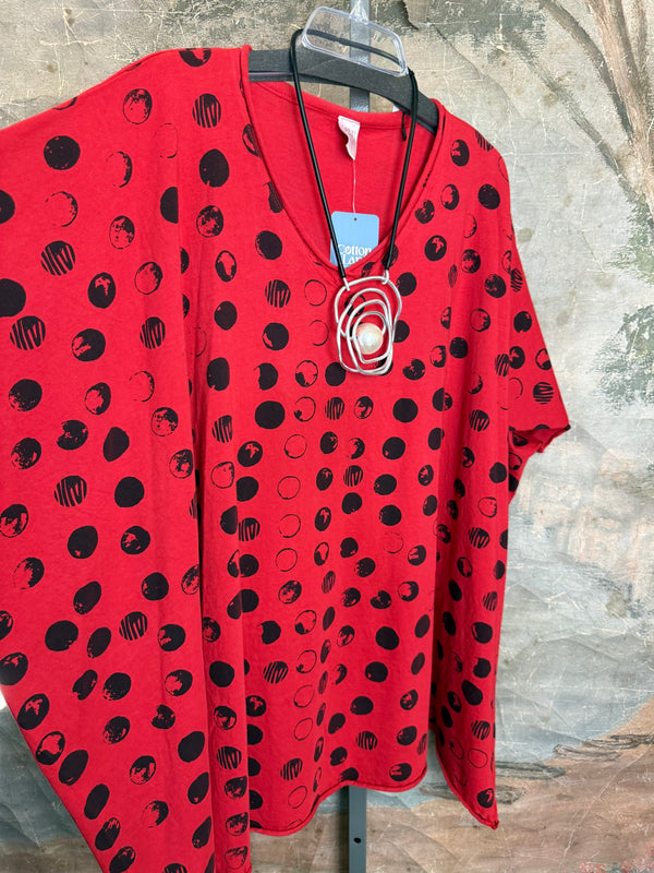 715CL-MOON Oversized Tunic Tee-Red