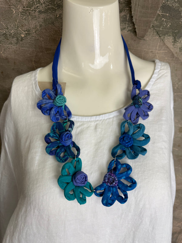 26N145 Coneflower Combo Necklace-C Blues Mix