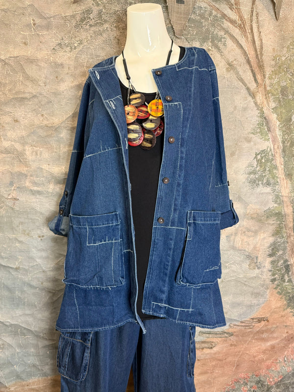 20126N17 Lg/Slv Slit Back Shirt-Indigo