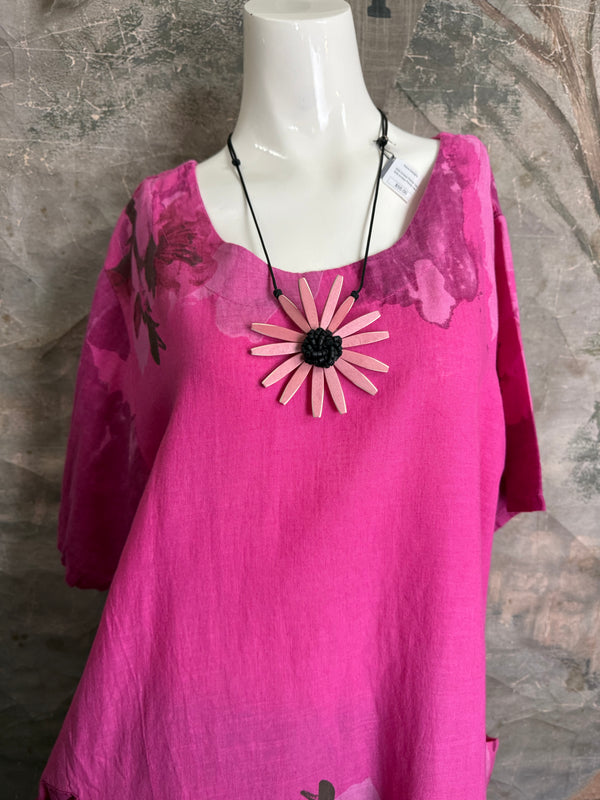 90847B Painters Garden Dress-Fuchsia