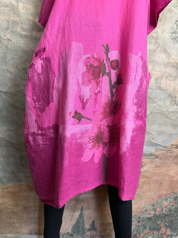 90847B Painters Garden Dress-Fuchsia