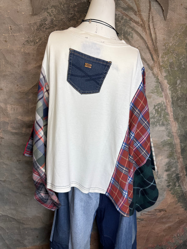 5576 Flannel Band Tee Topper-B