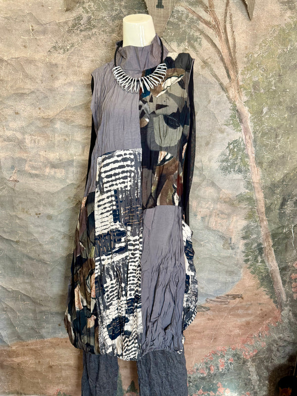 25532 Crushed Mockneck Dress-SLATE