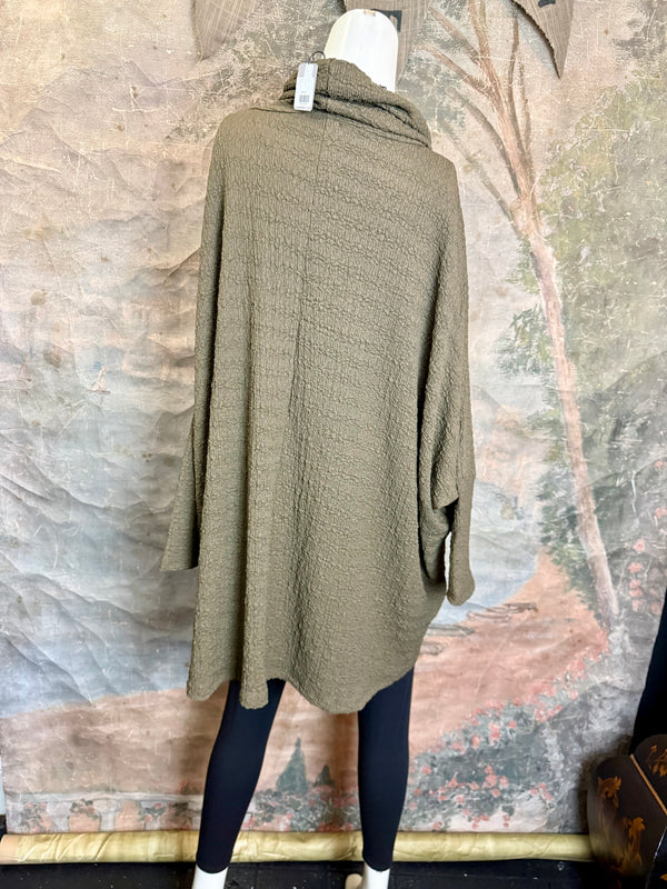 T1076 Waffle Knit Pullover-Olive