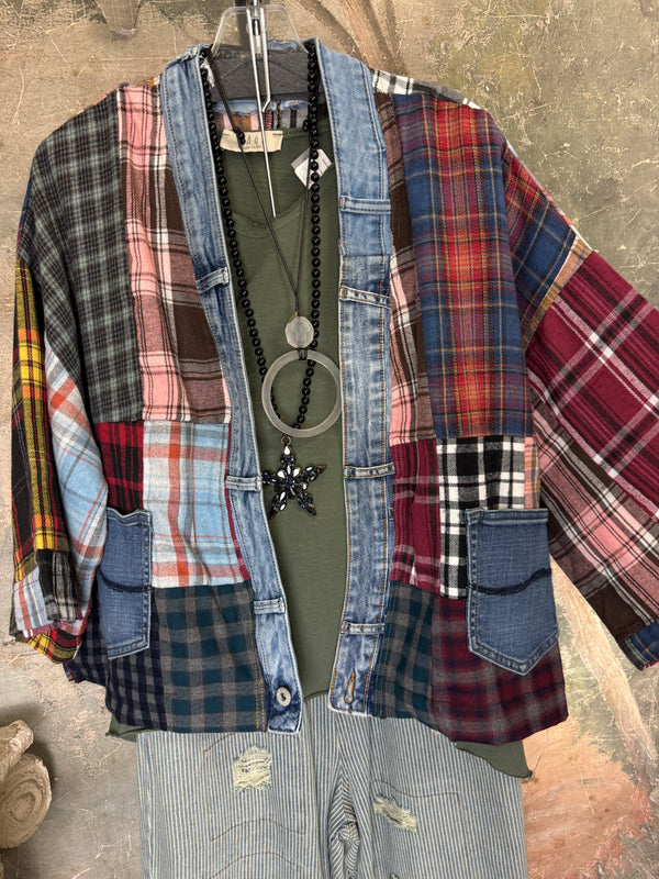 5573 Lodge Flannel Cardigan-Mix A
