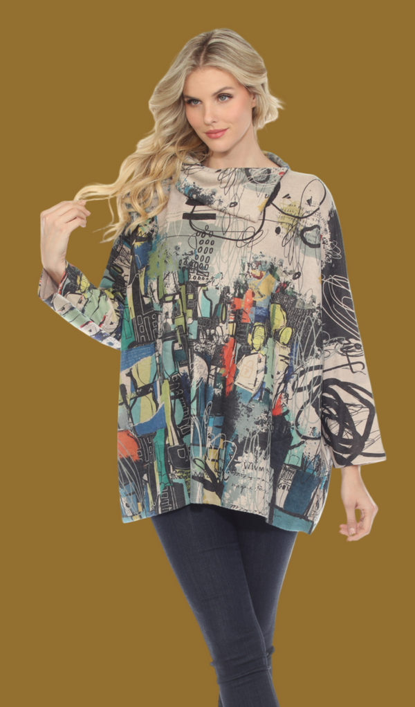 T1097 Cowlneck Dolman Slv Top-vivid dreams