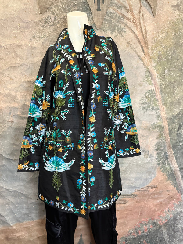 ANU 19969 Silk Embroidered Jacket-Lapis