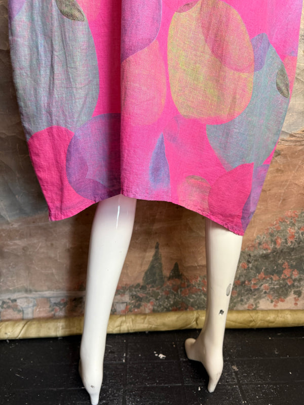 90847C Painterly Bubbles Dress-Fuchsia