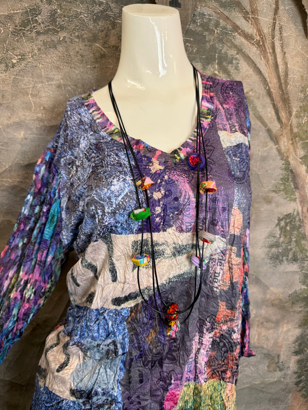 25603 Crinkle Tunic Top-Purple