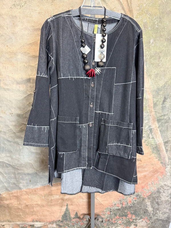 20126N17 Lg/Slv Slit Back Shirt-Dark Grey