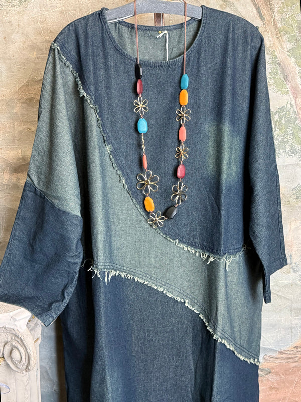6760 Oversized Denim Sack Dress