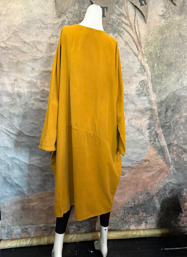 92003 Corduroy Pocket Dress-Mustard