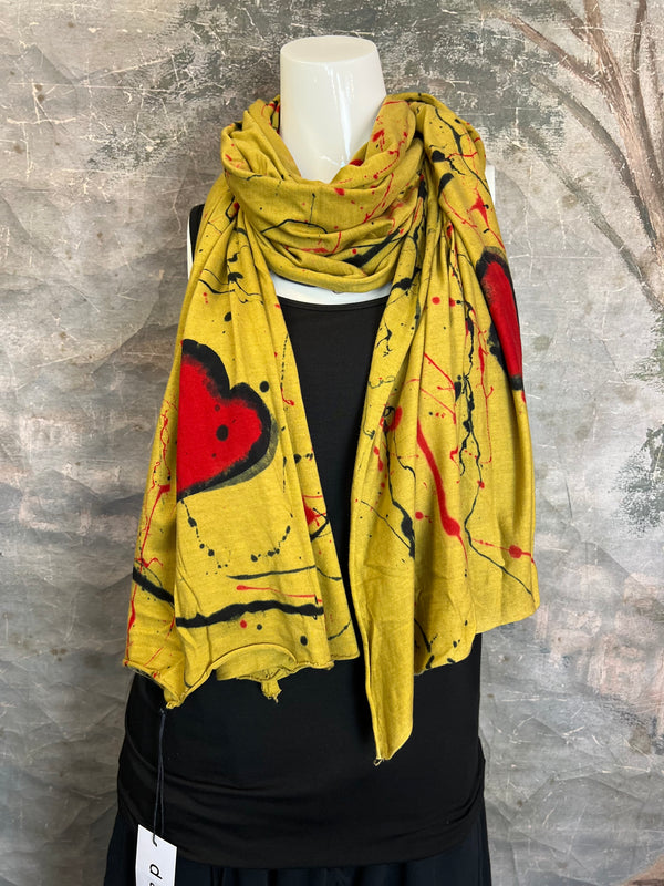 HHE6800 Heart Motif Scarf-Mustard