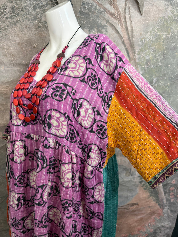 1027w Kantha Arts Tiered Dress-Mix 11