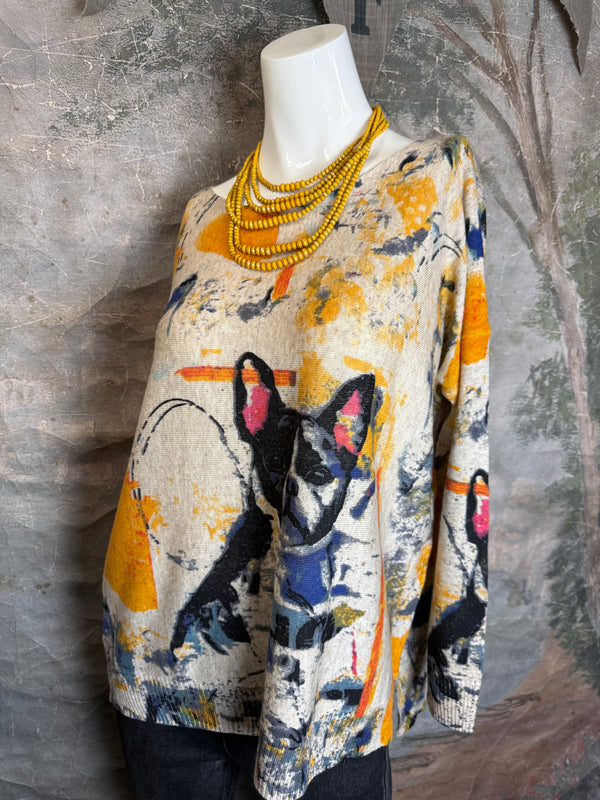 25704 Icon Print Sweater-Frenchy