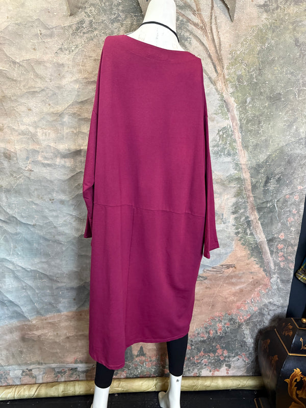 91805 Corduroy Button Dress-Burgundy