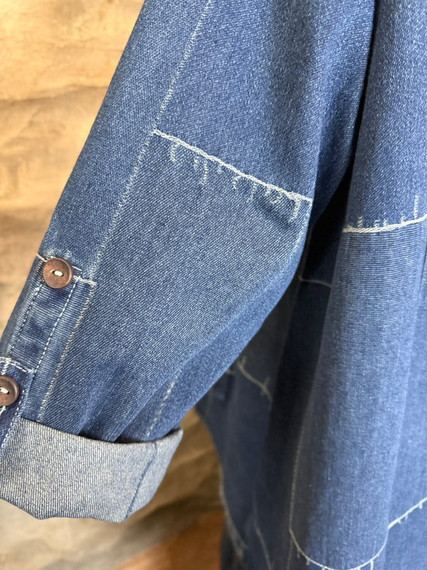 20126N17 Lg/Slv Slit Back Shirt-Indigo