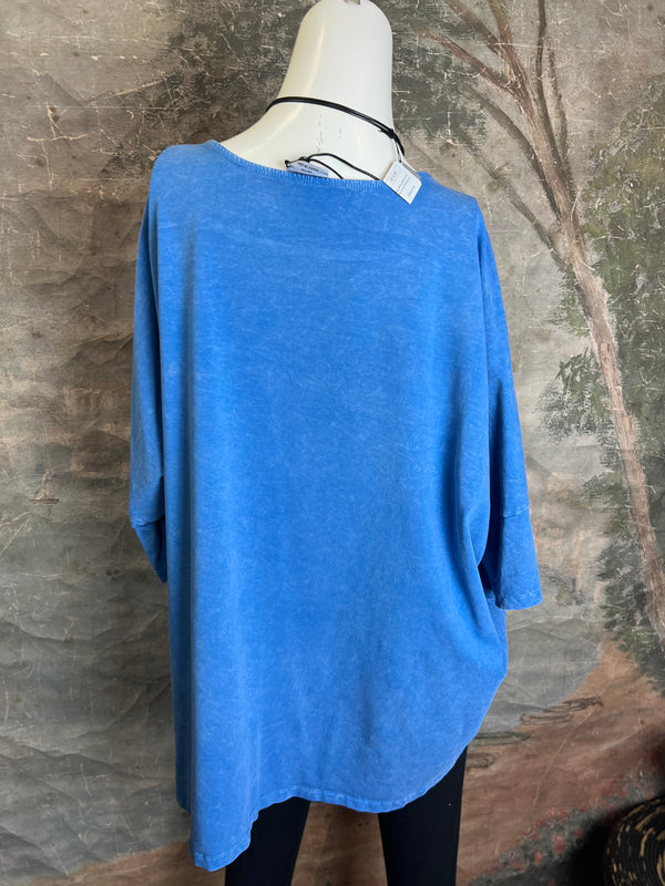 T1388C One Size Dolman Slv Tee-Frenchie/Blue