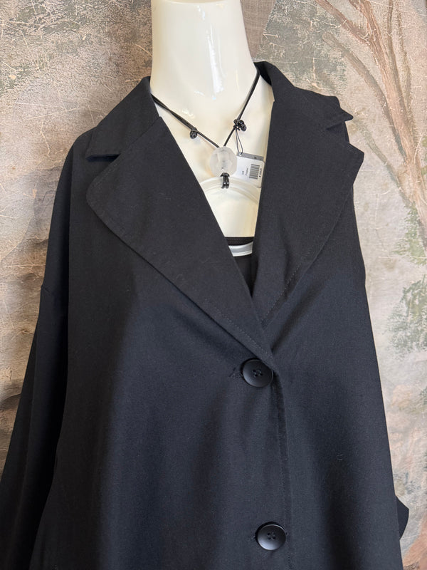 32302 Med to Long Blazer Jkt W/Trim-Black