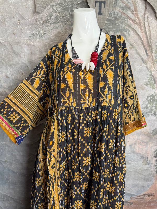 1027w Kantha Arts Tiered Dress-Mix 3