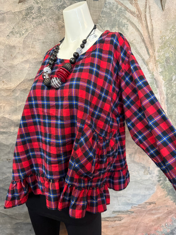 5430 Plaid Ruffle Top