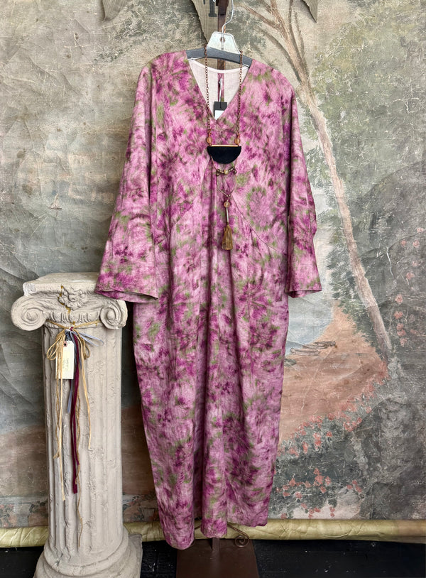 DYM625232 L/Sleeve Maxi Dress-Purple Combo
