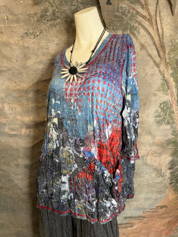 25615 Crinkle One Pocket Top-Multi