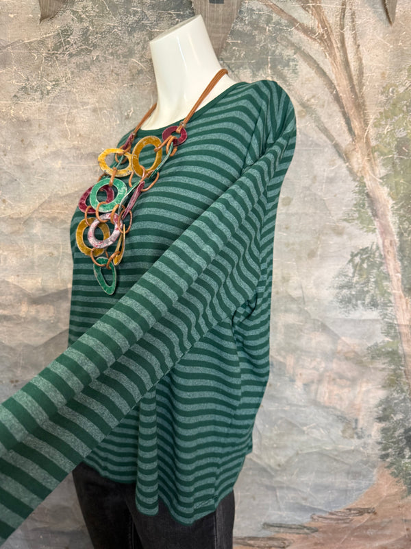 8555-1045 Stripe Lg/Slv Tee-Blue hunter