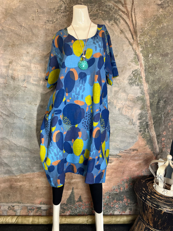 90847 Watercolor Paint Dress-Periwinkle