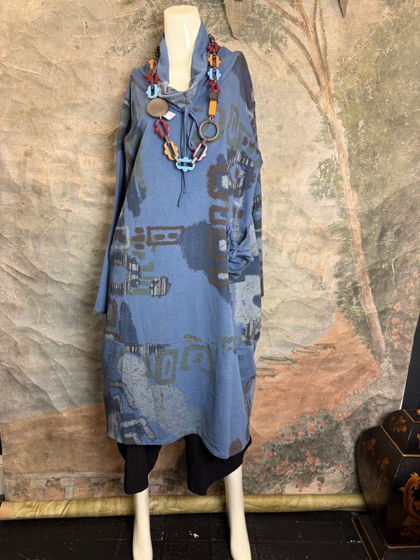 91968 Abstract Sweatshirt Dress-Blue