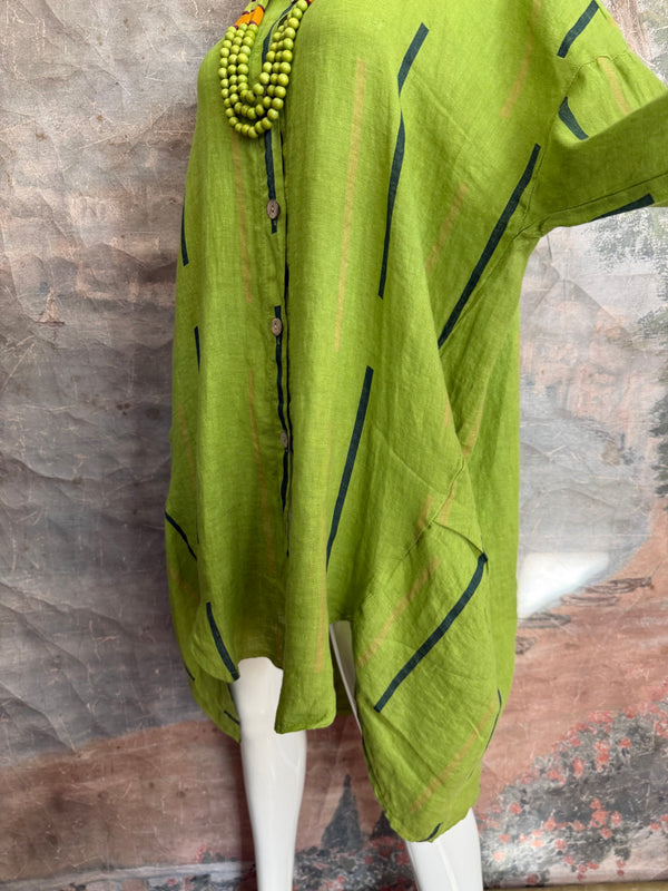 91750S Stripe Big Shirt-KIWI