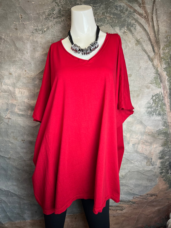 8715 Solid V-Elbow Tunic Tshirt-Amaryllis