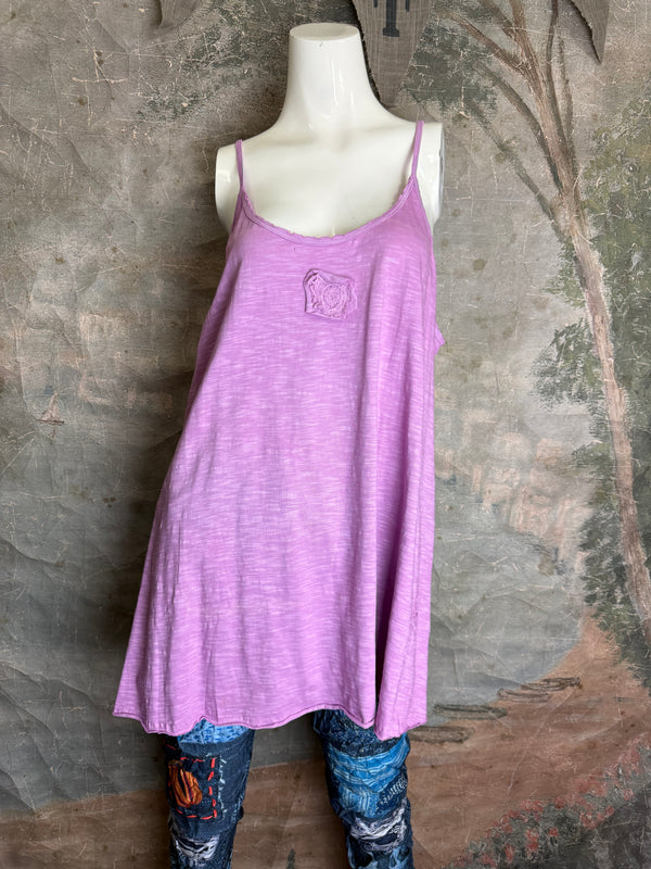 PL-RE110 Raw Lace Cami Tank-Lilac