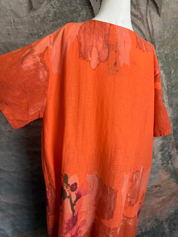 90847B Painters Garden Dress-Orange