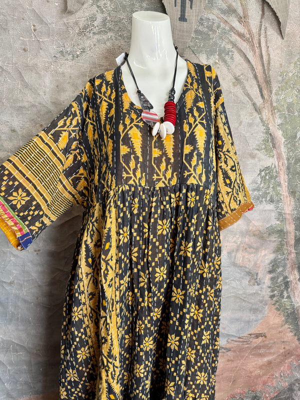 1027w Kantha Arts Tiered Dress-Mix 3