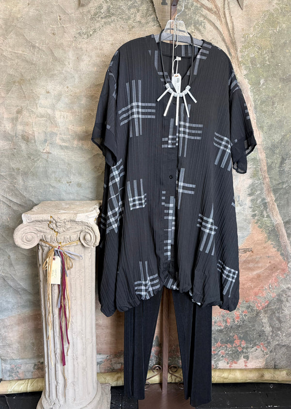 4982 Pleated Plaid Tunic Dress