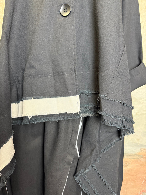 32302 Med to Long Blazer Jkt W/Trim-Black