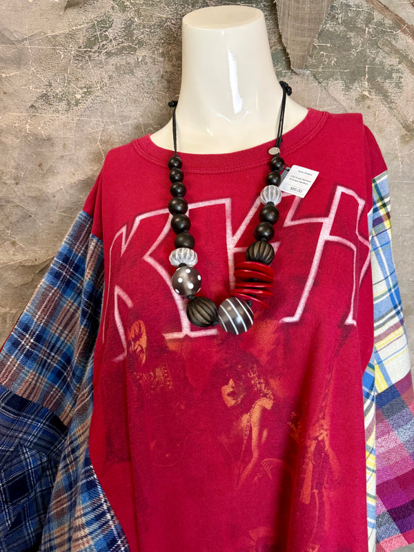 5576 Flannel Band Tee Topper-D