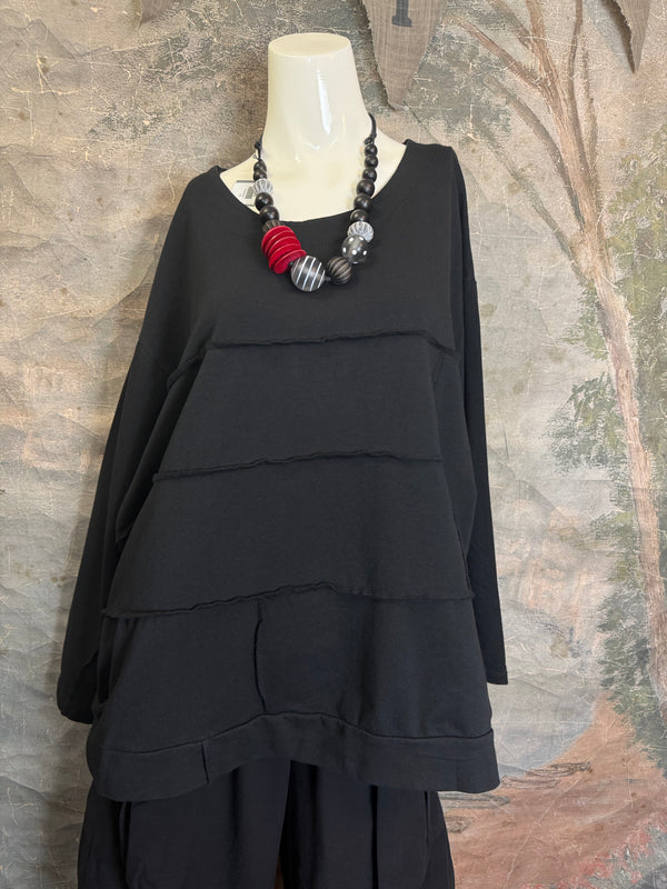 92052 Vintage Pullov Sweatshirt Top-Black