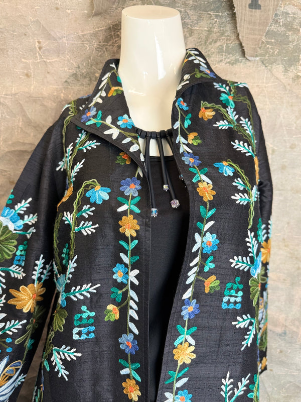 ANU 19969 Silk Embroidered Jacket-Lapis