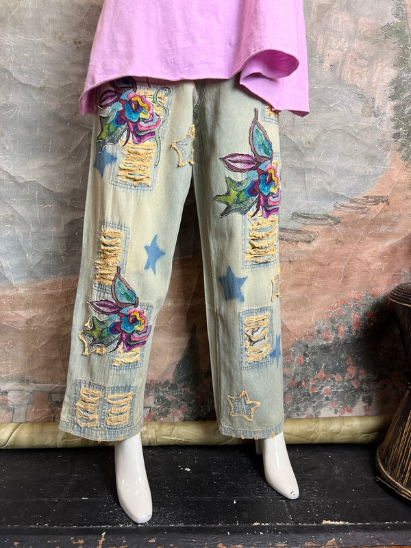 PLV-77P Peace & Flower Jeans