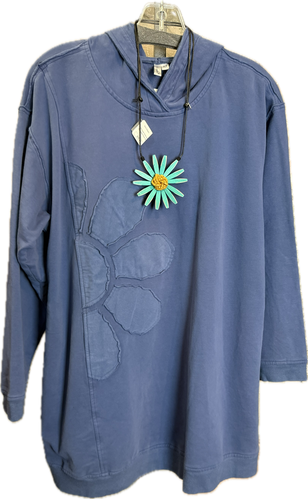 A2994202 Long/Slv Flower Tee-Dark Blue