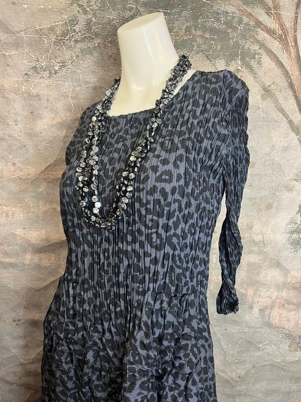 ACD544 3/4 Slv Smash Dress-Leopard