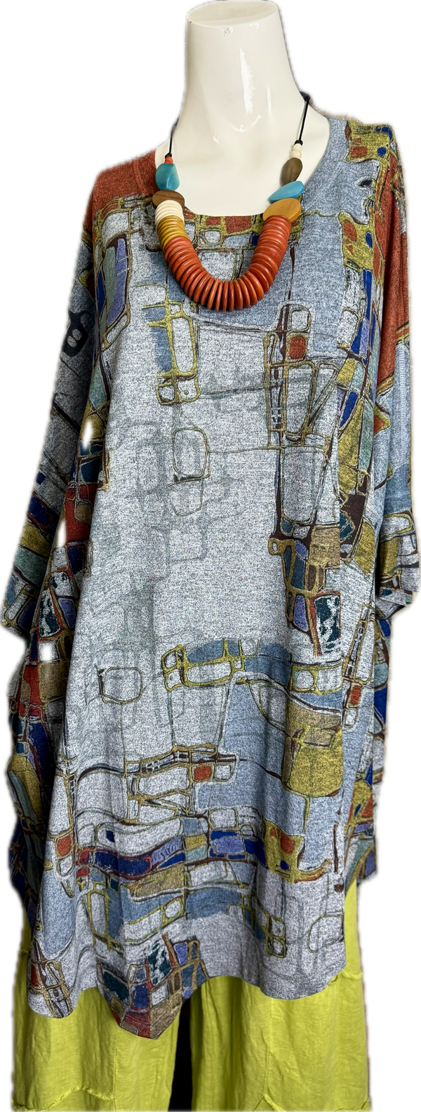 T721T Oversized Dolman Slv Top-Mapped In Color
