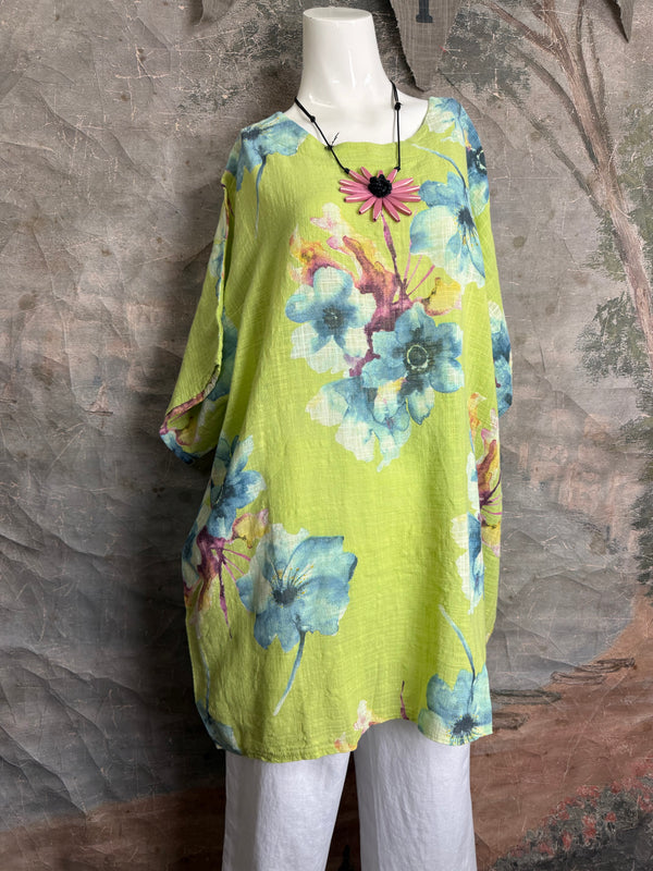 91266A Art to Wear Flower Shirt-Lime